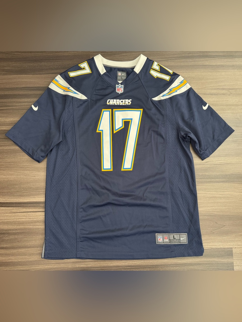 Nike San Diego Chargers Phillip River #17 NFL On Field Navy Home Jersey Men L